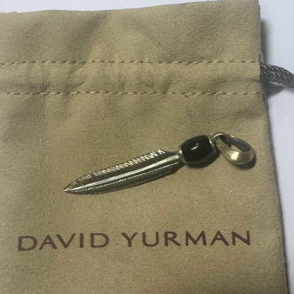 David Yurman Men's Feather Amulet in Silver Black Onyx - Picture 2 of 4